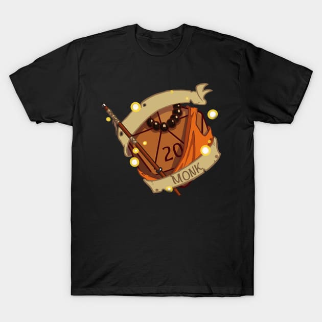 D20 Fantasy Monk Dice T-Shirt by SpicyCookiie